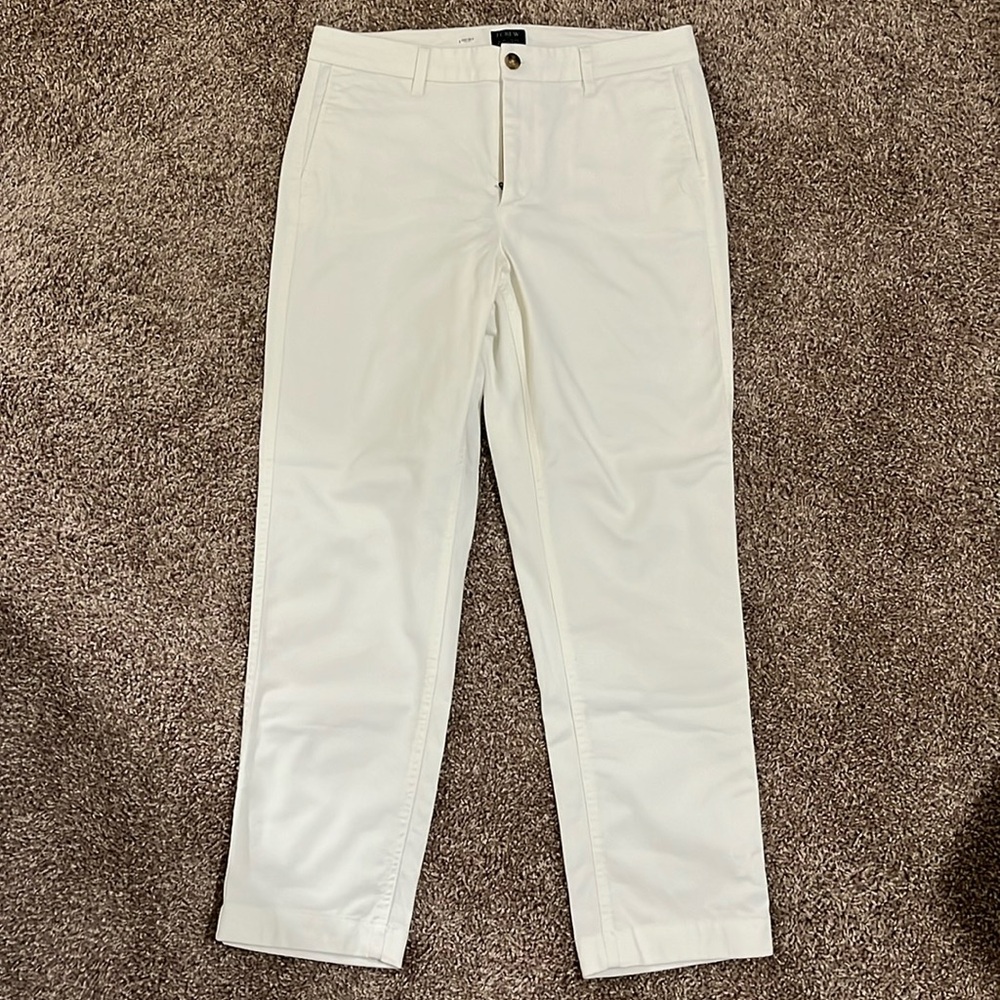 J. Crew High Rise Girlfriend Chino, size 8, white